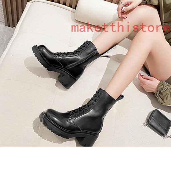 ショートブーツレースアップブーツブーティー編み上げブーツハイヒール