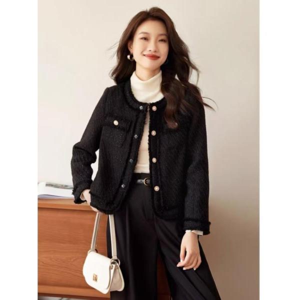 ノーカラージャケット ブラック ラメ ツイードジャケット イベント