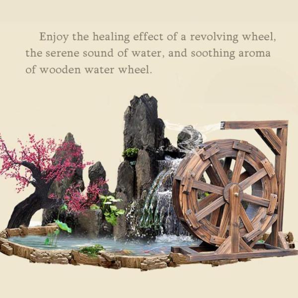 ポンプ付き木製水車噴水、株式会社錦禅屋外機能池の装飾