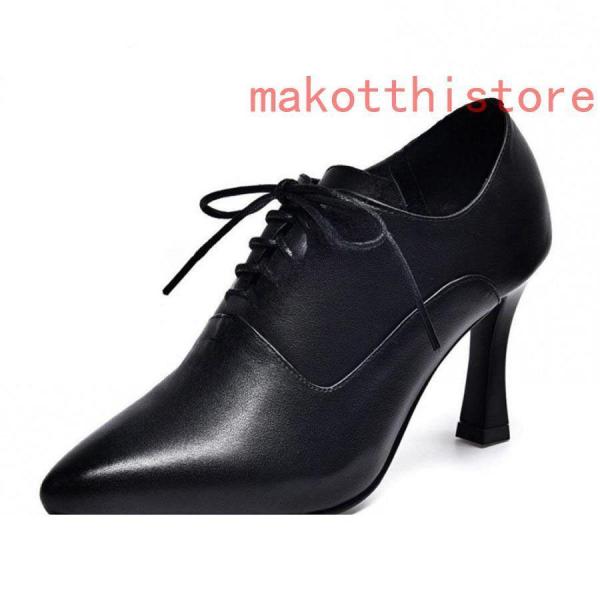 オックスフォードシューズ レディース レースアップ 6cmヒール 痛く