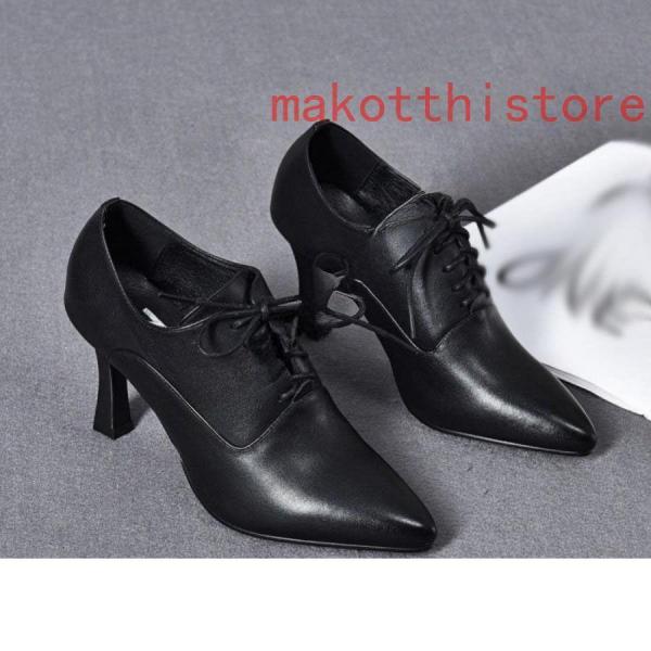 オックスフォードシューズ レディース レースアップ 6cmヒール 痛く