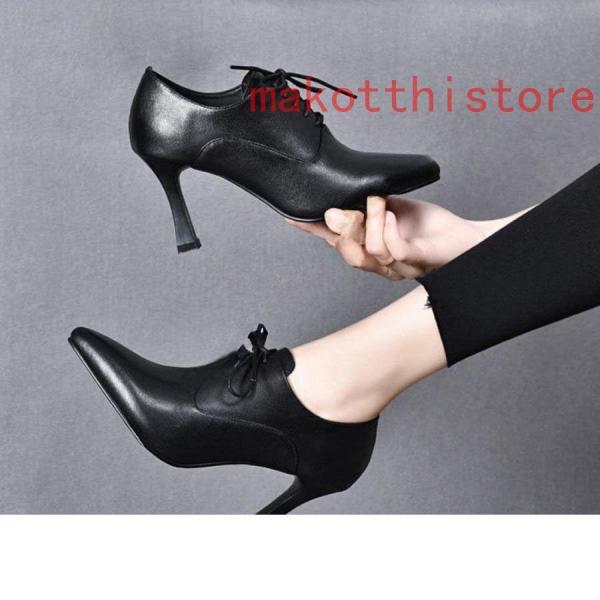 オックスフォードシューズ レディース レースアップ 6cmヒール 痛く