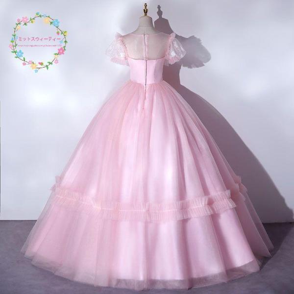 パーティードレスプリンセスラインドレスピンクカラードレス結婚式成人式発表会演奏会パフスリーブコンサートコンクール株式会社錦お誕生日イブニングドレス パーティードレスプリンセスラインドレスピンクカラードレス結婚式成人