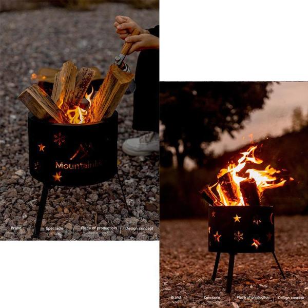 薪 焚き火台 アウトドア 直径30cm キャンプ 折りたたみ 収納袋付き 焼き網付き株式会社錦 組み立て不要 屋外 焚火台 BBQ コンロ ブラック 薪 焚き火台 アウトドア 直径30cm キャンプ 折りたたみ 収納袋付き