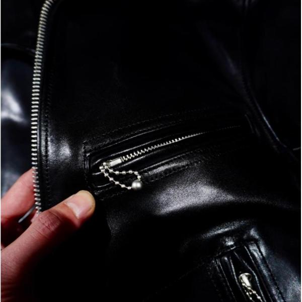 超人気☆1.5mm 茶芯ホースハイド 30'sスタイル シングルライダース レザージャケット ブラック 株式会社錦 トスカーナ植物鞣し革 馬革