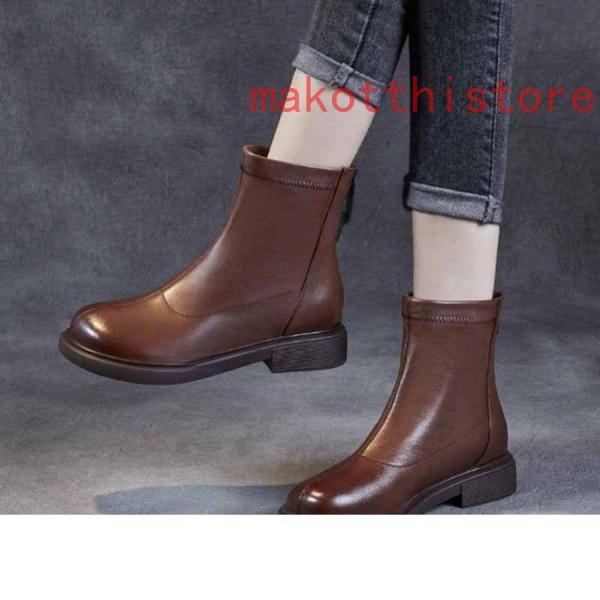 ショートブーツレディースブーツアンクルブーツおしゃれ本革ジップ