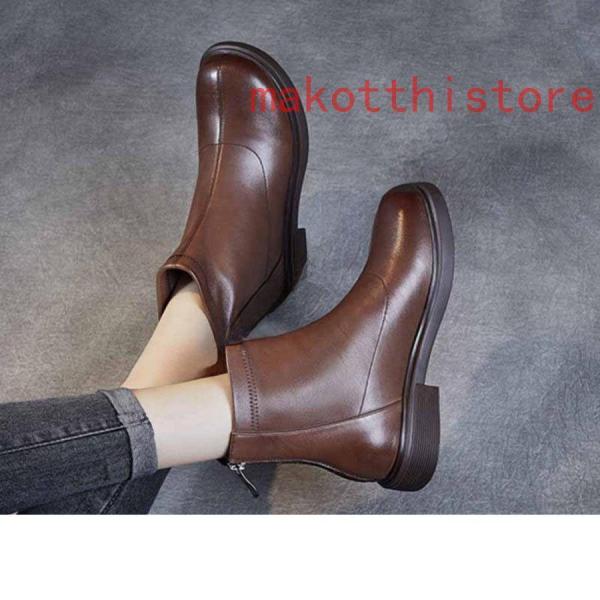 ショートブーツレディースブーツアンクルブーツおしゃれ本革ジップ