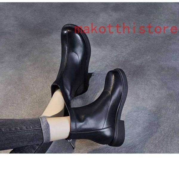 ショートブーツレディースブーツアンクルブーツおしゃれ本革ジップ