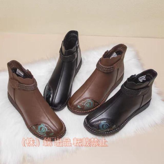 ブーツ冬スノーブーツレディースショート大きいサイズサイドジッパー防滑滑り止め防寒靴裏ボア暖かい株式会社錦雪対応かっこいい婦人靴ビジネス