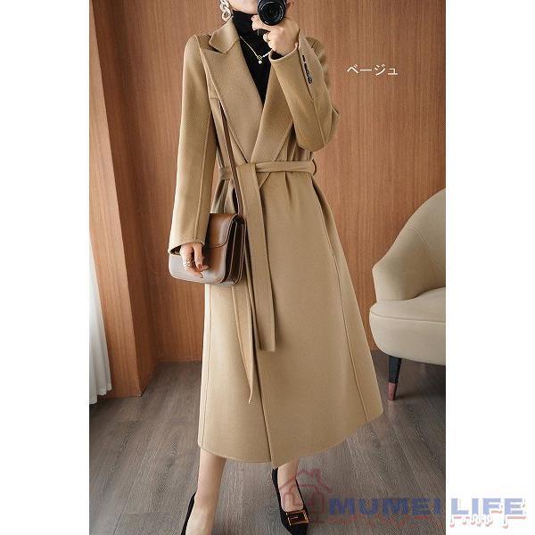 上品ロングコート　ウール100% リバーコート　ダブルフェイスコート　一枚仕立て　パイピング　でかポケット　前開き　大人 上品ロングコート ウール100% リバーコート スタンドカラー ウール
