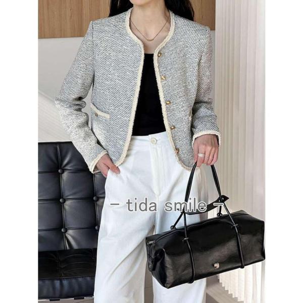 ジャケット レディース ツイード コート 羽織り アウター ノーカラー きれいめ 株式会社錦ツイードジャケット ノーカラージャケット ジャケット レディース ツイード コート 羽織り アウター ノーカラー