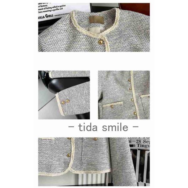 ジャケット レディース ツイード コート 羽織り アウター ノーカラー