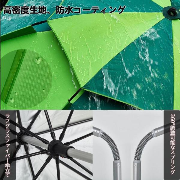 釣りパラソル大型二層通気性風に強いビーチパラソルガーデンパラソルチルト機能付き 360°回転日傘断熱UVカット折り畳み式錦釣り用パラソルセットペグ付_1