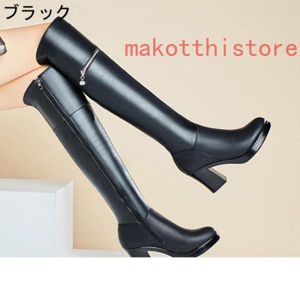 ロングブーツレディースラウンドトゥブーツロングチャンキーヒールストレッチブーツニーハイブーツ株式会社錦本革調ハイヒールレディースファスナー付き春秋 ロングブーツレディースラウンドトゥブーツロングチャンキーヒール