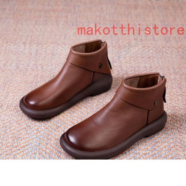 ショートブーツ バックジッパー エスニック 快適 柔らか 本革 軽量 歩きやすい 疲れにくい フラットシューズ 厚底 ラウンドトゥ錦 仕事 通勤 お出かけ 旅行 ショートブーツ バックジッパー エスニック 快適 柔らか 本革 軽量