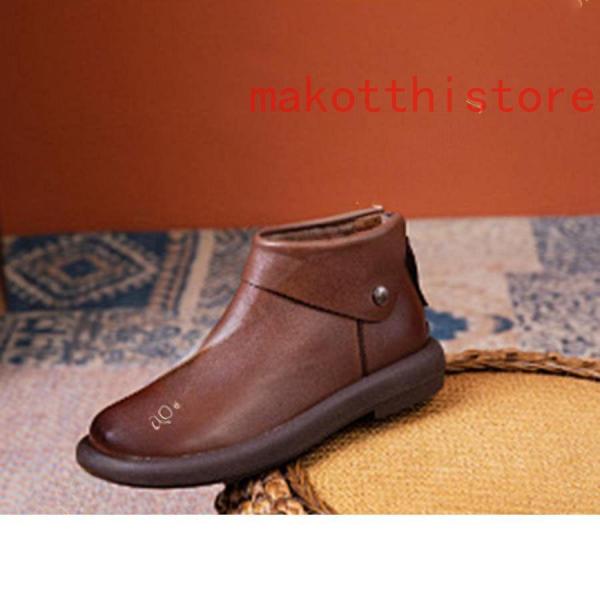 ショートブーツ バックジッパー エスニック 快適 柔らか 本革 軽量