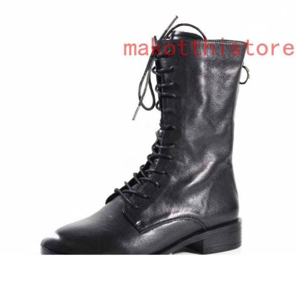 編みあげブーツミディアムブーツショートブーツ編み上げブーツ24.5