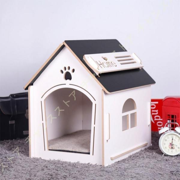 [JUI3N]犬ハウス天然木小型犬木目調夏犬小屋ペットハウス猫ハウス猫ベッド室内用ペットベッド窓あり寝床錦組み立て簡単マット付き中型犬ネコ用_7
