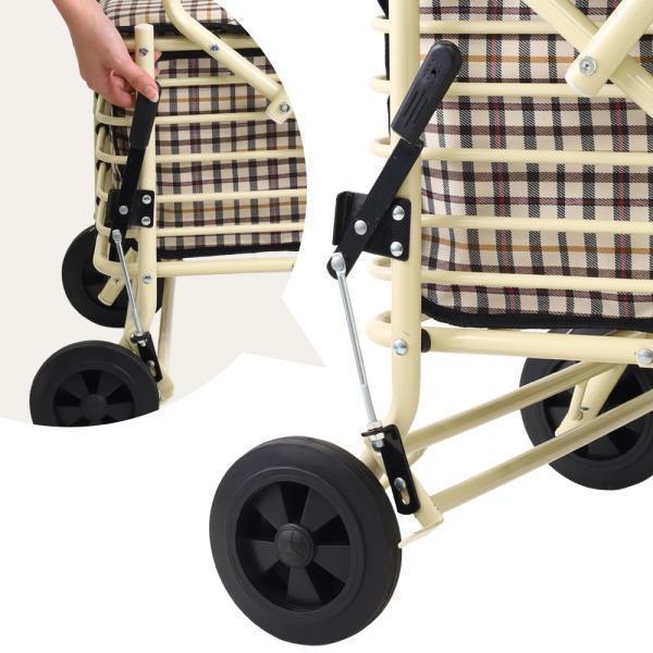 手押し車 シルバーカー 折りたたみ 手押し車 歩行補助 補助具 ブレーキ付き 収納 買い物 ショッピングカート 座れる 高齢者 座面付き 錦 杖代わりカート_4