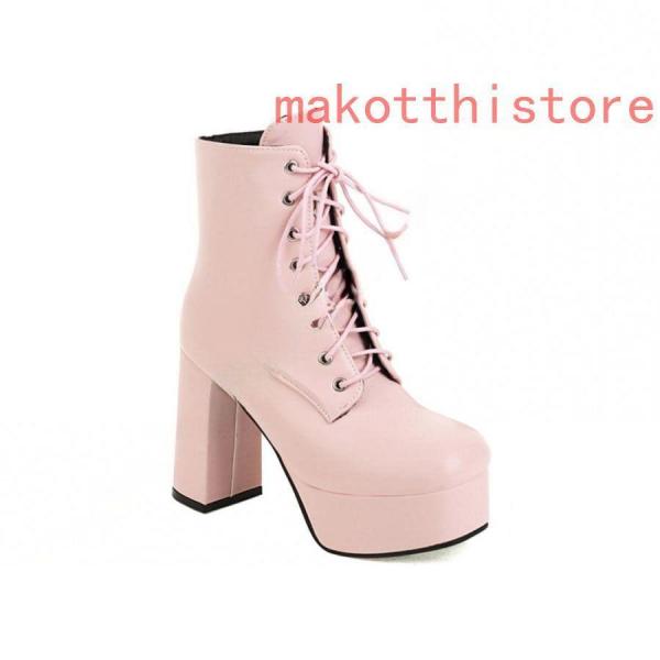 ショートブーツ ヒール 編み上げブーツ ブーツ レースアップ