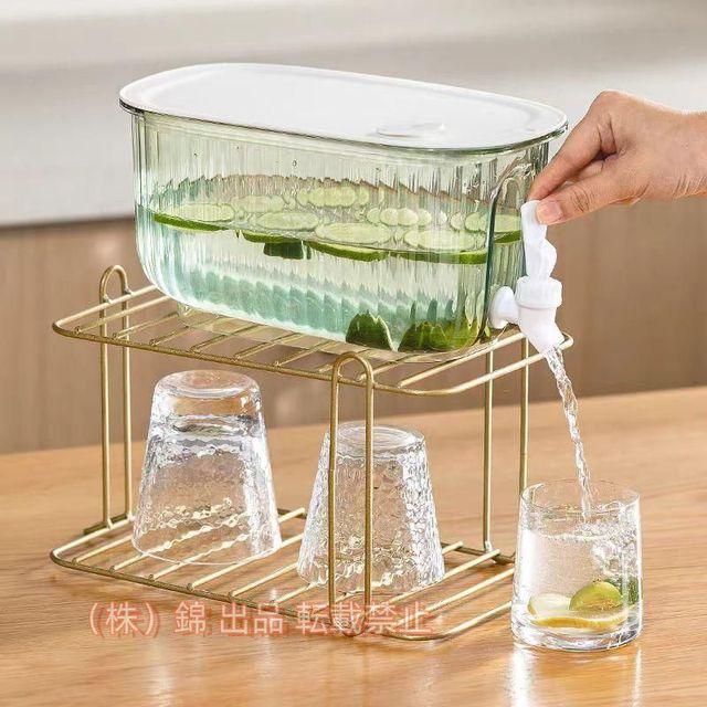 ジュースバケツディスペンサー蛇口付き透明可視コールドケトル 株式会社錦 大容量レモネードドリンクバケツ夏の冷蔵庫収納ボックス