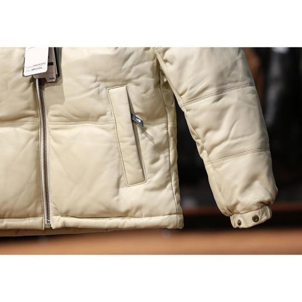 ダウンジャケット シープスキンカーハイドパッチワーク羊革 レザー