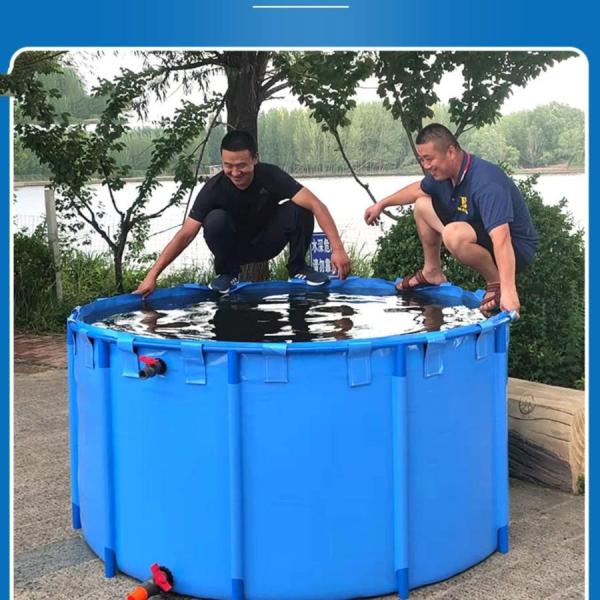 2024アップグレードラウンドキャンバス養魚池プール大型水槽立体養魚池水槽ホワイトスタンド付き錦スプライスしやすい、水を貯めやすい安全性魚のいる