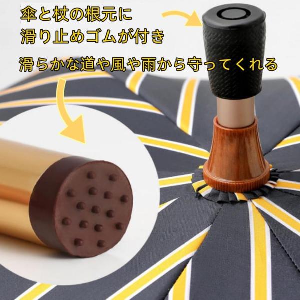 長傘ステッキ傘傘日傘【照明付き】杖分離式晴雨兼用傘杖兼用軽量一脚杖歩行補助多機能長傘8本骨直径108cmUVカット錦ワンタッチ手動閉超撥水耐_5