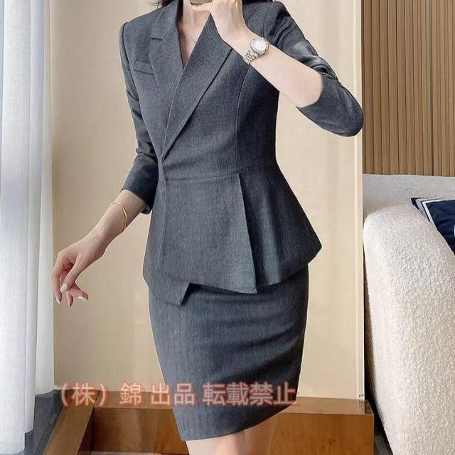スーツワンピース タイト 膝丈 きれいめ スーツ 結婚式 レディース ドレス株式会社錦 二次会 長袖 春秋服 お呼ばれ 通勤OL