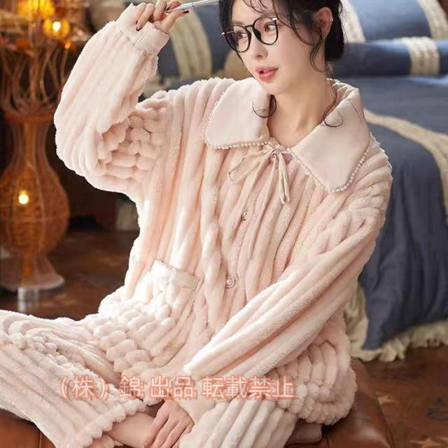 レディース モコモコ パジャマ 上下セット 長袖 秋冬パジャマ ルーム