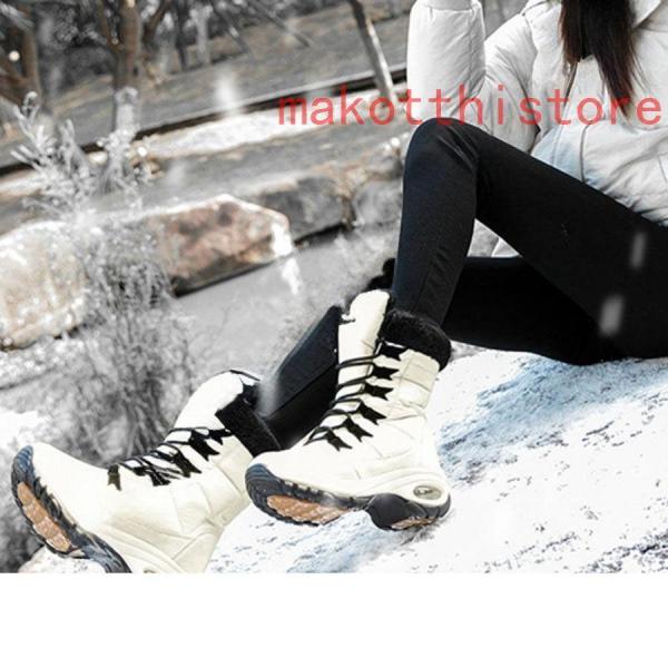 防寒ダウンブーツレディーススノーブーツスノーシューズウィンターブーツスウェット裏ボア保温防寒対策株式会社錦ローヒールスノボふわふわボアあったか