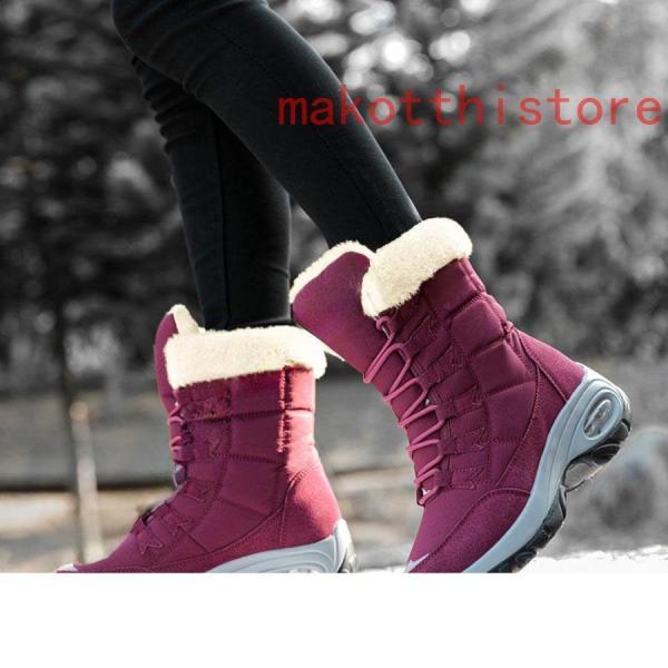 防寒ダウンブーツレディーススノーブーツスノーシューズウィンターブーツスウェット裏ボア保温防寒対策株式会社錦ローヒールスノボふわふわボアあったか