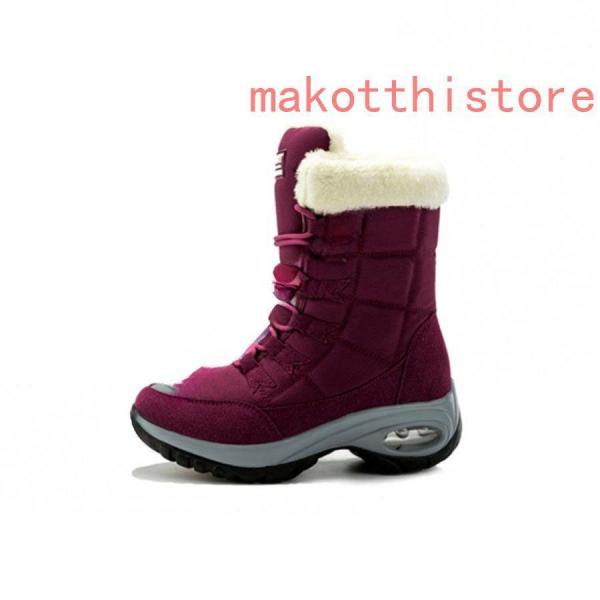 防寒ダウンブーツレディーススノーブーツスノーシューズウィンターブーツスウェット裏ボア保温防寒対策株式会社錦ローヒールスノボふわふわボアあったか