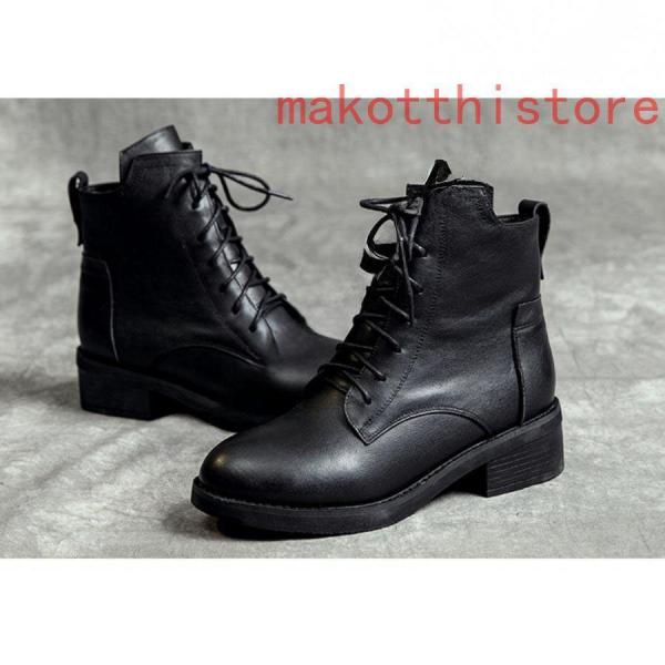 4cm厚底ショートブーツ太ヒール編み上げブーツサイドジップローヒール