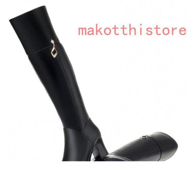 ハイヒール裏起毛ジョッキーブーツレディース乗馬ブーツロング丈サイド