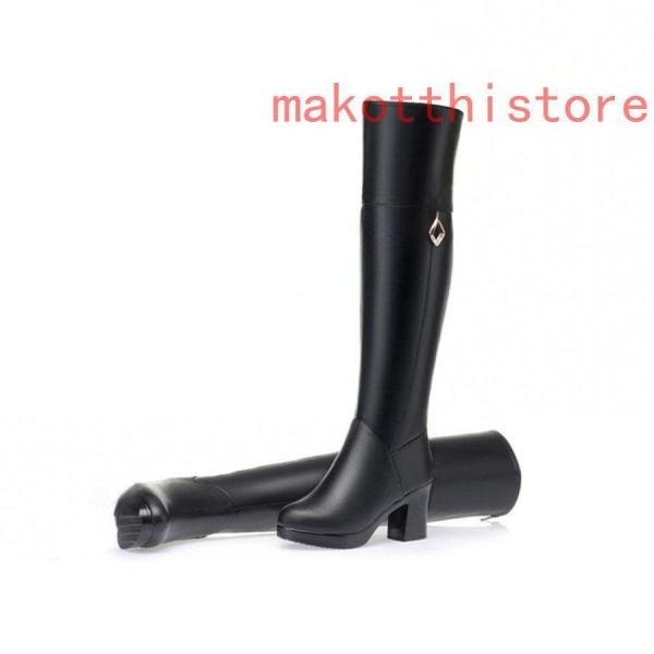 ハイヒール裏起毛ジョッキーブーツレディース乗馬ブーツロング丈サイド