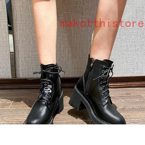 ブーツ ラウンドトゥ トラックソール レースアッ 厚底 編み上げ ワークブーツ レディース ショートブーツ ブラック 秋冬 株式会社錦クッション 軽量 軽い 低反発 ブーツ ラウンドトゥ トラックソール レースアッ 厚底 編み上げ ワーク