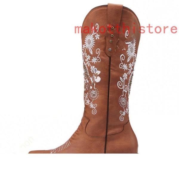 ウエスタンブーツレディース本革調ミドルブーツレディースブーツ