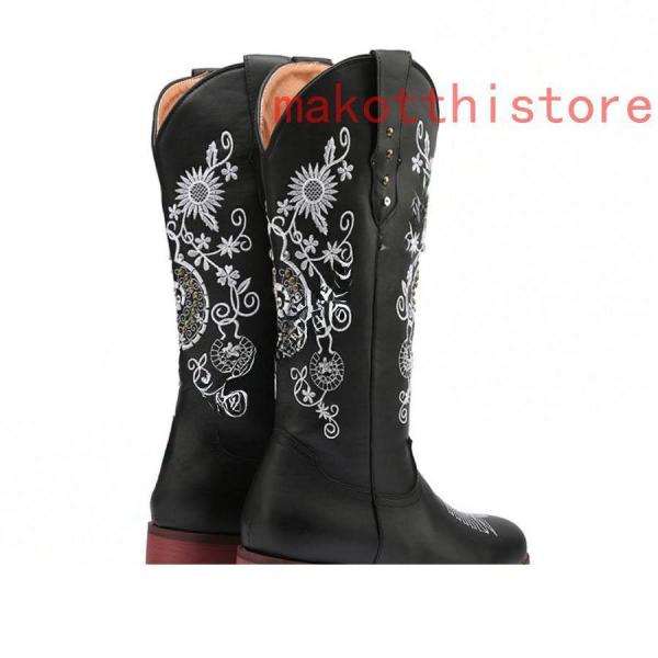 ウエスタンブーツレディース本革調ミドルブーツレディースブーツ