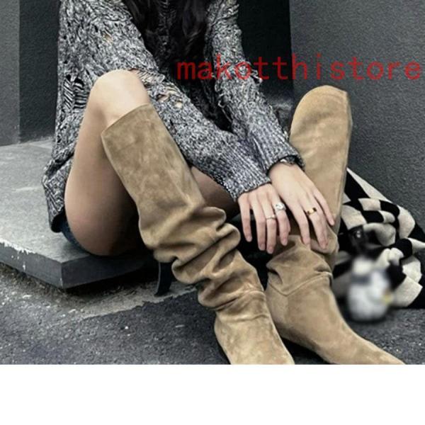 くしゅくしゅブーツレディースチャンキーヒールロングブーツカジュアルエンジニアライダースブーツローヒール株式会社錦高筒ブーツシンプルファッション防水 くしゅくしゅブーツレディースチャンキーヒールロングブーツカジュアル