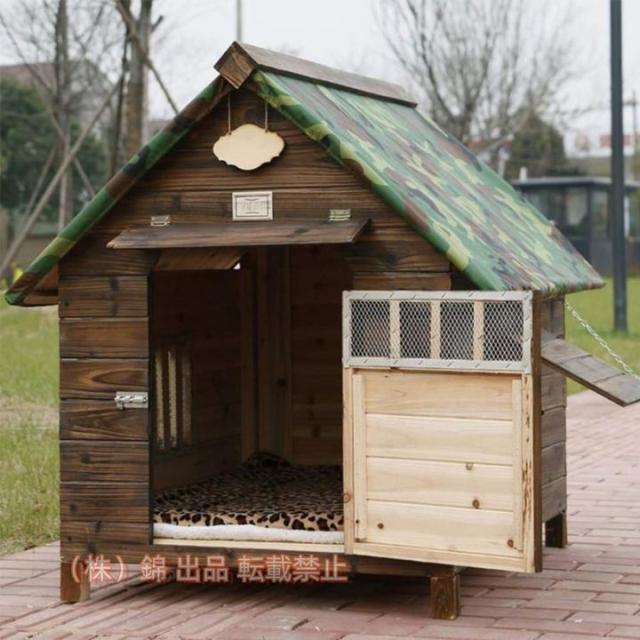 犬小屋、大型犬のための屋外犬小屋換気暖かい防風防雨炭化腐敗安定したと耐久性のある中国モミ特大屋外犬小屋 M:48*56cm