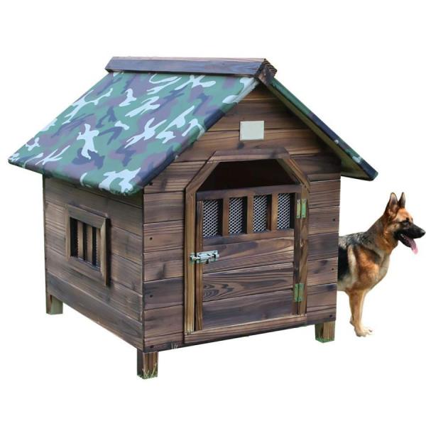 犬小屋、大型犬のための屋外犬小屋換気暖かい防風防雨炭化