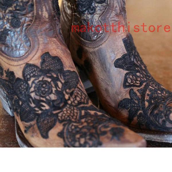 ウエスタンブーツレディース本革調ミドルブーツレディースブーツ