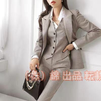 スーツ レディース パンツスーツ テーラードジャケット ジレベスト 株式会社錦 3点セット テーパードパンツ ビジネス 着痩せ OL 春秋 通勤 就活 おしゃれ