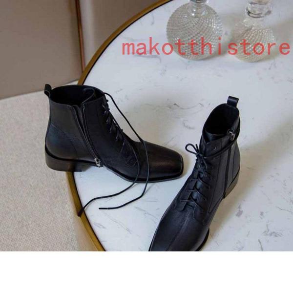 3.5CM 厚底 ショートブーツ 太ヒール 編み上げブーツ レースアップ 袴ブーツ 錦 卒業式 衣装 ブーツ ハイヒール レディース 黒 白 スクエアヒール 履きやすい