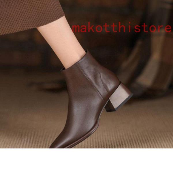 太ヒールショートブーツブーティーブーツアンクルブーツスクエアトゥ