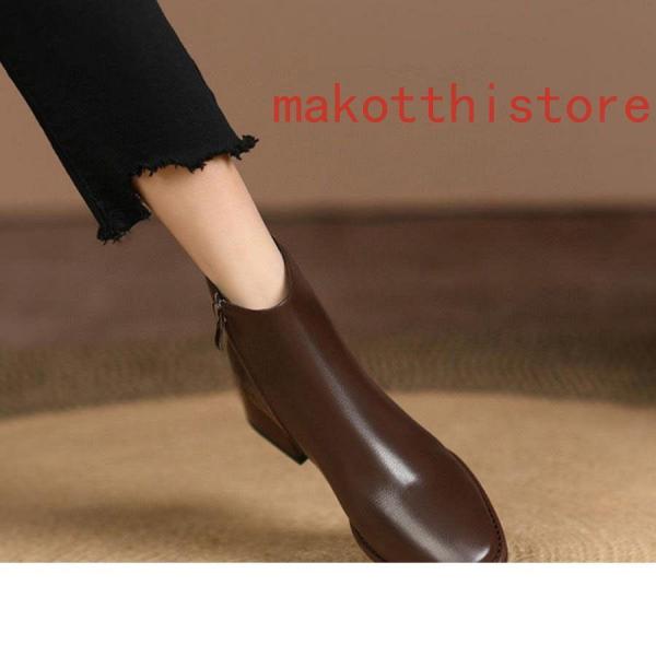 太ヒールショートブーツブーティーブーツアンクルブーツスクエアトゥ