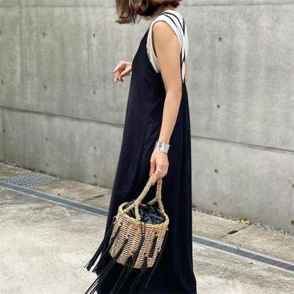 スカートキャミサロペット 未使用 WCJ インナー付きリブニットスカート カットツイルキャミ