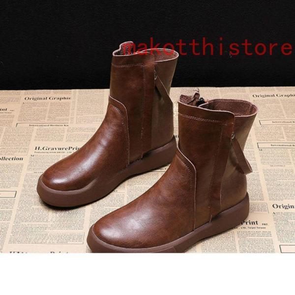 ブーツ レディース エンジニアブーツ レディース ショート ブラック ショートブーツ 幅広 履き口 エンジニア ゆったり 錦甲高 フラット 大きいサイズ 黒 厚底