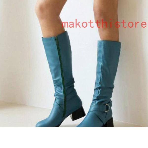 ジョッキーブーツストレートロングブーツキレイめローヒールサイド